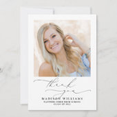 Eenvoudig Elegant Script 3 Foto Afstuderen Bedankkaart (Voorkant)