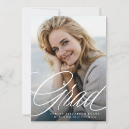 Eenvoudig elegant script afstudeerder één foto afs aankondiging