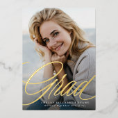 Eenvoudig elegant script afstudeerder één foto afs folie uitnodiging (Voorkant)