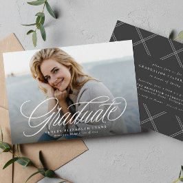 Eenvoudig elegant script afstudeerfoto afstuderen kaart