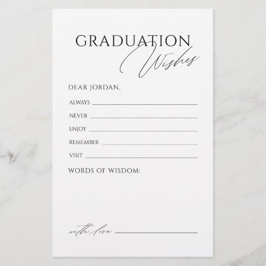 Eenvoudig Elegant Script Afstuderen advies en wens (Voorkant)