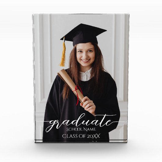 Eenvoudig Elegant Script Afstuderen Afstuderen Fot Fotoblokken (Voorkant)