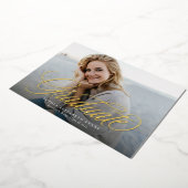 Eenvoudig elegant script afstuderen foto afstudere folie uitnodiging (Gedraaid)