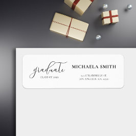 Eenvoudig Elegant Script Afstuderen Retouradres Etiket