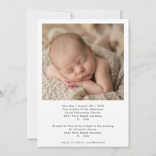 Eenvoudig Elegant Script Baby Boy Twee foto doop Kaart (Achterkant)