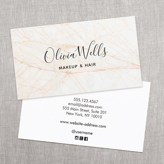 Eenvoudig Elegant Script Beauty Hair Stylist Marbl Visitekaartje