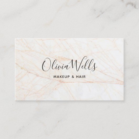 Eenvoudig Elegant Script Beauty Hair Stylist Marbl Visitekaartje (Voorkant)