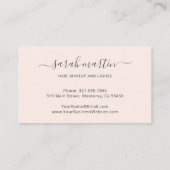 Eenvoudig elegant script Beauty Salon Blush Pink Afsprakenkaartje (Achterkant)