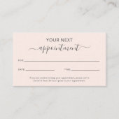 Eenvoudig elegant script Beauty Salon Blush Pink Afsprakenkaartje (Voorkant)