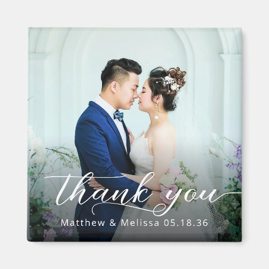 Eenvoudig Elegant Script Bedankt Trouwfoto Magneet (Voorkant)