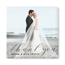 Eenvoudig Elegant Script Bedankt Trouwfoto