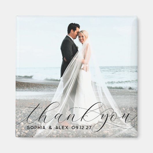 Eenvoudig Elegant Script Bedankt Trouwfoto Magneet (Voorkant)