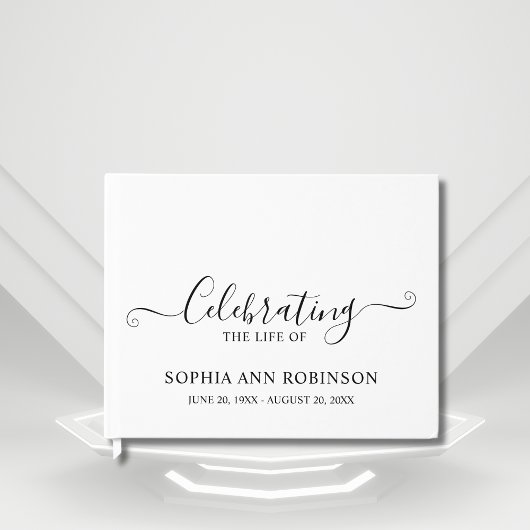 Eenvoudig Elegant Script Begrafenismonument Keepsa Gastenboek