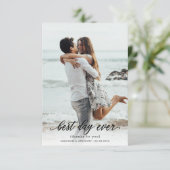 Eenvoudig elegant script, beste dag ooit, foto-bru bedankkaart (Staand voorkant)