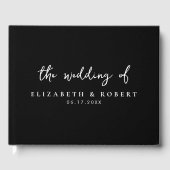 Eenvoudig Elegant Script Black and White Wedding Gastenboek (Voorkant)
