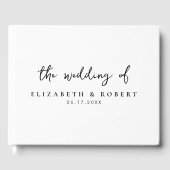 Eenvoudig Elegant Script Black and White Wedding Gastenboek (Voorkant)