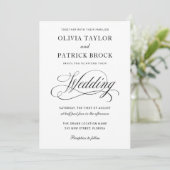 Eenvoudig Elegant Script Black and White Wedding Kaart (Staand voorkant)