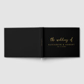 Eenvoudig elegant Script Black Gold Wedding Gastenboek (Volledig)
