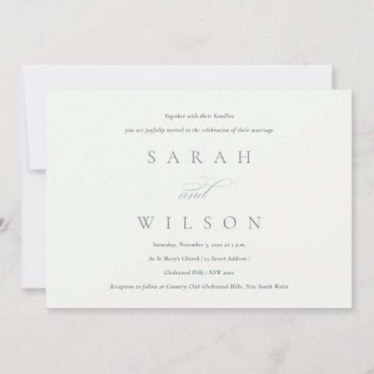 Eenvoudig Elegant Script Black & White Wedding Inv Bedankkaart (Voorkant)
