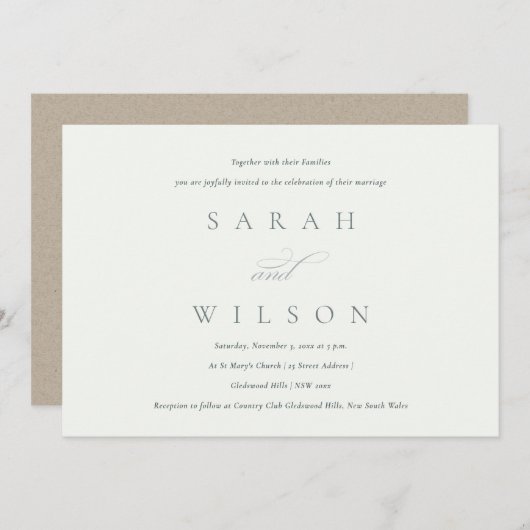 Eenvoudig Elegant Script Black & White Wedding Inv Bedankkaart (Voorkant / Achterkant)