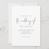 Eenvoudig Elegant Script Black White Wedding Invit Kaart (Voorkant)