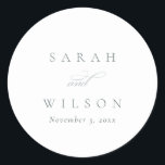 Eenvoudig Elegant Script Black & White Wedding Ronde Sticker<br><div class="desc">Als u nog meer aanpassingen nodig hebt,  kunt u mij op yellowfebstudio@gmail.com vrij klikken.</div>