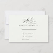 Eenvoudig Elegant Script Black & White Wedding RSVP Kaartje (Voorkant)