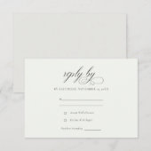 Eenvoudig Elegant Script Black & White Wedding RSVP Kaartje (Voorkant / Achterkant)