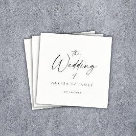 Eenvoudig Elegant Script Black & White Wedding Servet