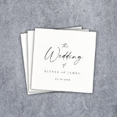 Eenvoudig Elegant Script Black & White Wedding Servet