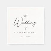 Eenvoudig Elegant Script Black & White Wedding Servet (Voorkant)