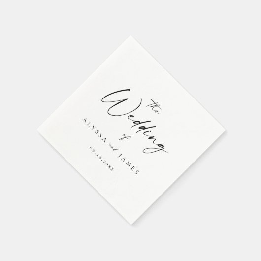 Eenvoudig Elegant Script Black & White Wedding Servet (Hoek)