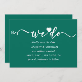 Eenvoudig elegant script Blauwgroen groen hart dat Save The Date