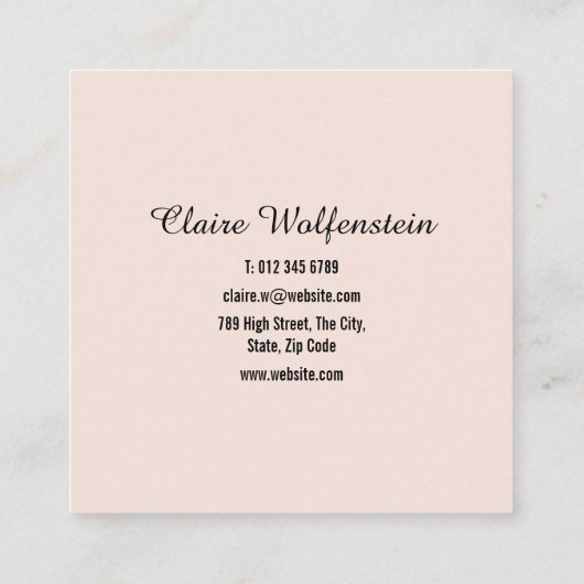 Eenvoudig Elegant Script Blush Pink Professional Vierkante Visitekaartje (Achterkant)