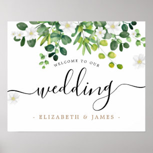 Eenvoudig Elegant Script Botanical Greenery Weddin Poster