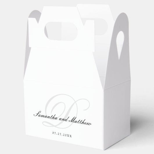 Eenvoudig Elegant Script Bride Groom Monogram Wedd Bedankdoosjes (Geopend)