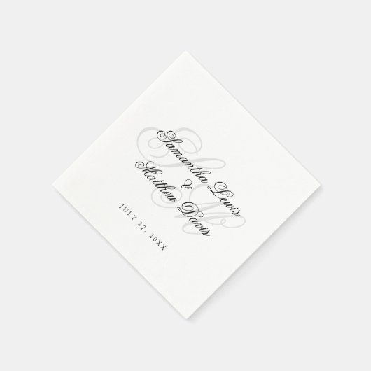 Eenvoudig Elegant Script Bride Groom Monogram Wedd Servet (Hoek)