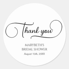 Eenvoudig Elegant Script Bruidsbruiloft Bedankt  Ronde Sticker