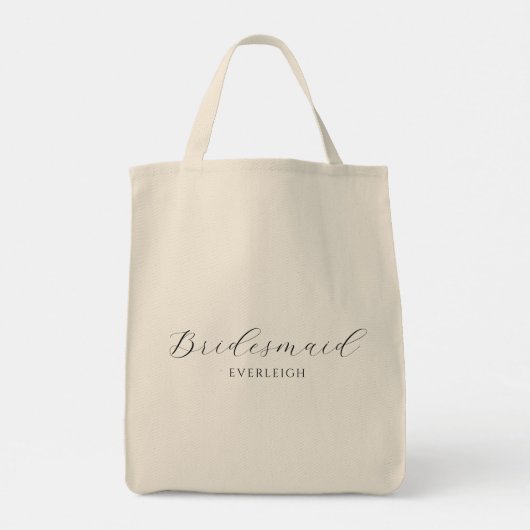 Eenvoudig Elegant Script Bruidsmeisje gepersonalis Tote Bag (Achterkant)