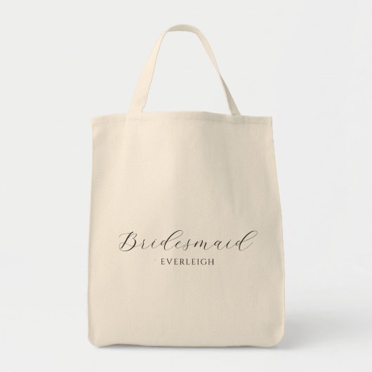 Eenvoudig Elegant Script Bruidsmeisje gepersonalis Tote Bag (Voorkant)