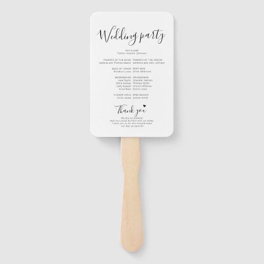 Eenvoudig Elegant Script bruiloft ceremonie progra Handwaaier (Achterkant)