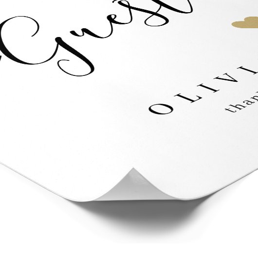 Eenvoudig elegant script bruiloft gastenboek poster (Hoek)