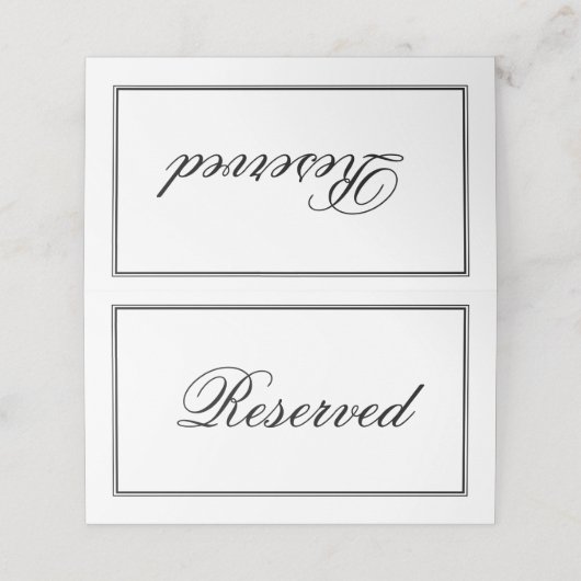 Eenvoudig Elegant Script Bruiloft Gereserveerd Plaatskaartje (Buitenkant ongevouwen)