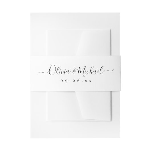 Eenvoudig elegant script bruiloft monogram uitnodigingen wikkel (Voorkant Voorbeeld)