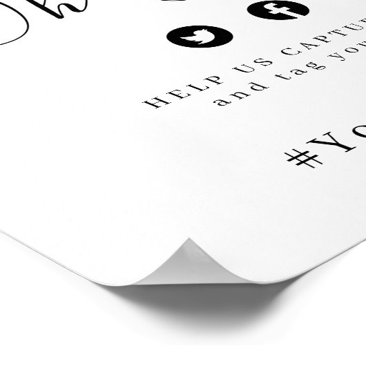 Eenvoudig elegant script bruiloft oh snap sign poster (Hoek)