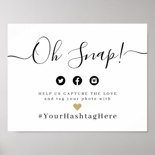 Eenvoudig elegant script bruiloft oh snap sign poster (Voorkant)