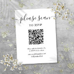 Eenvoudig Elegant Script Bruiloft RSVP QR Code Informatiekaartje<br><div class="desc">Een eenvoudige elegante manuscript RSVP omslagkaart die uw eigen QR code en trouwwebsitedetails bevat die in chemische typografie worden geplaatst. Ontworpen door: Thisnotme©</div>