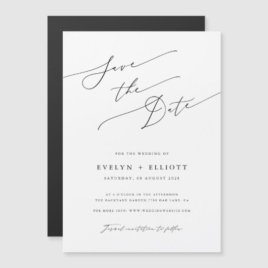 Eenvoudig Elegant Script Bruiloft Save The Date Ma (Voorkant / Achterkant)