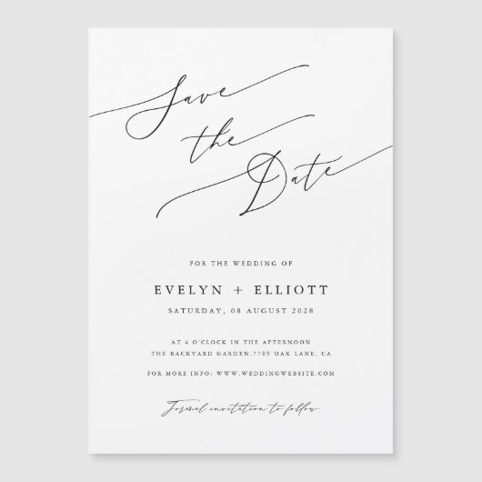 Eenvoudig Elegant Script Bruiloft Save The Date Ma (Voorkant)