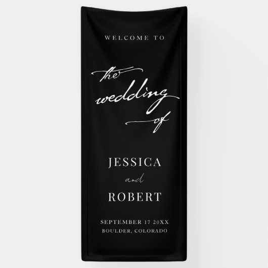 Eenvoudig elegant script bruiloft Welkom Spandoek (Verticaal)